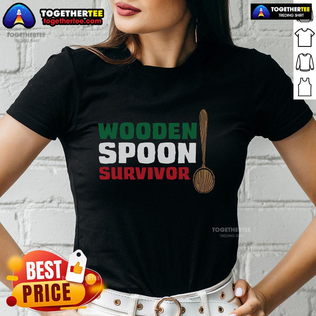 Nice wooden spoon graphic on Italian flag ladies tee, perfect for cooking enthusiasts and Italian culture lovers.