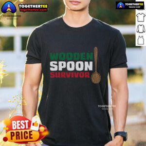 Nice Wooden Spoon Survivor Italian Flag T-Shirt featuring a wooden spoon graphic and vibrant Italian flag colors.