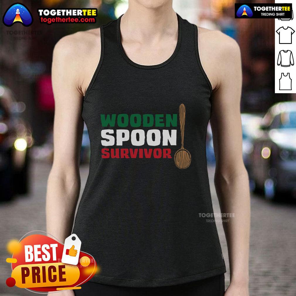 Alt Text: Nice wooden spoon design on Italian flag tank top, perfect for cooking enthusiasts and Italy lovers.