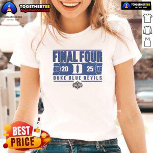 2025 NCAA Duke Final Four ladies tee featuring bold graphics, perfect for college basketball fans and supporters.