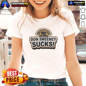 Official Boston Bruins Don Sweeney Sucks ladies tee featuring stylish design and vibrant team colors for fans.