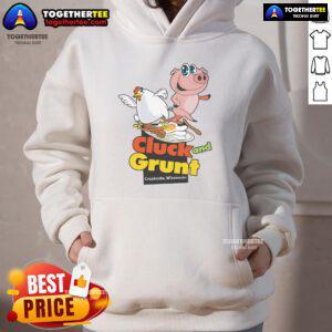 Alt Text: Classic American diner hoodie from The Cluck And Grunt in Creekside, Wisconsin, featuring a stylish design.