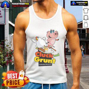 Official Classic American Diner tank top featuring The Cluck and Grunt logo from Creekside, Wisconsin.