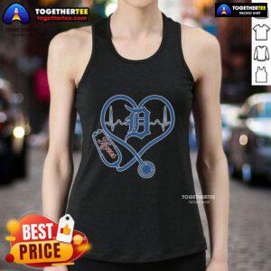 Official Detroit Tigers Caring Hearts Nurses Tank Top featuring team logo and heart design, perfect for passionate fans.