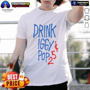 Official Drink Iggy Pop 25 T-Shirt featuring bold graphics and vibrant colors, perfect for music fans and collectors.