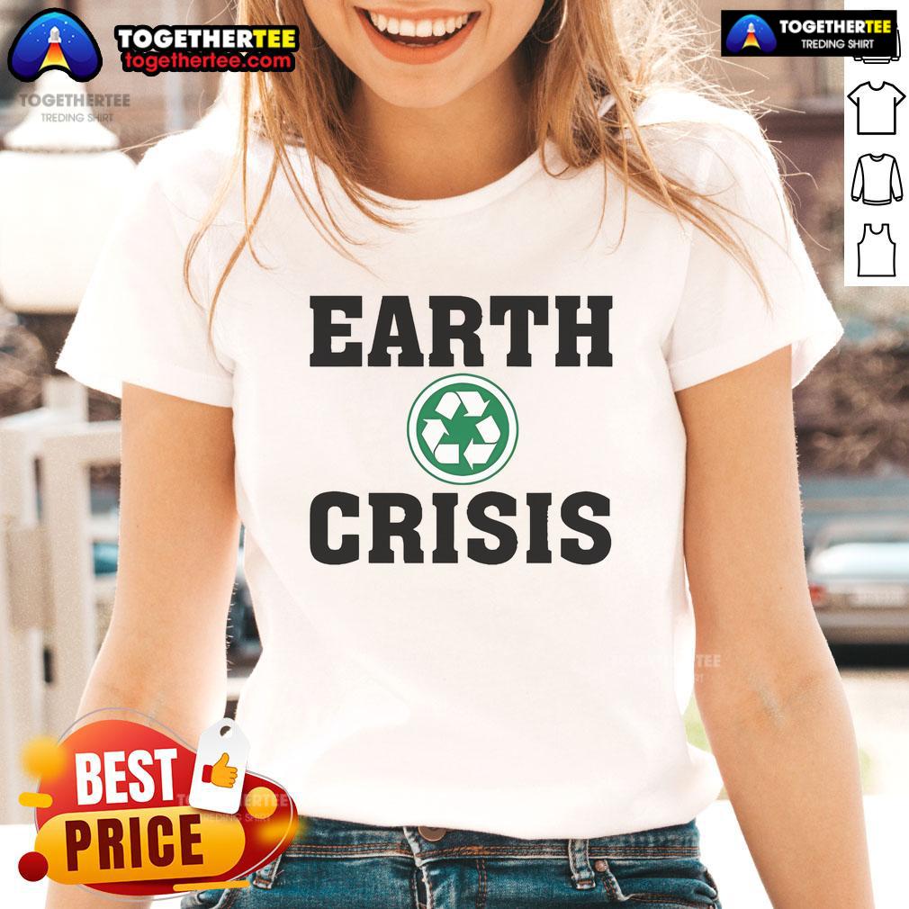 Official Earth Crisis Recycle Ladies Tee featuring eco-friendly design and vibrant colors for sustainable fashion enthusiasts.