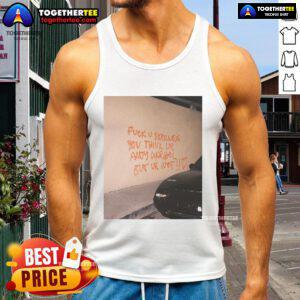 Official Fck U Skrillex tank top featuring bold text 'You Think Ur Andy Warhol But Ur Not' on a stylish design.