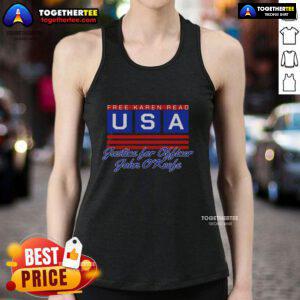 Official free Karen tank top featuring 'Justice for Officer John O'Keefe' design, perfect for USA supporters.