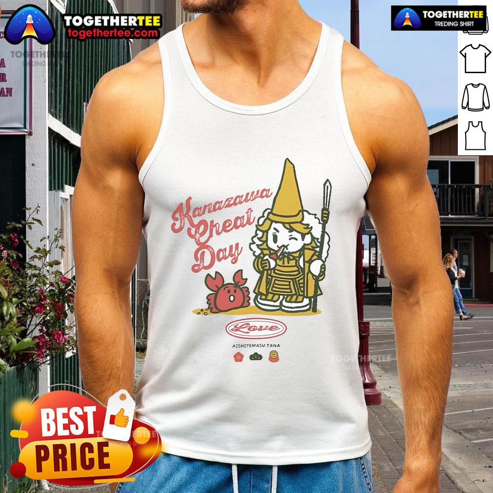 Official Hiroshi Tanahashi I Love Kanazawa tank top featuring vibrant design, perfect for wrestling fans and collectors.