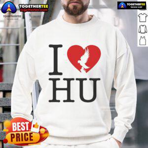 Official Hollywood Undead Spring 2025 'I Love Hu' sweatshirt featuring vibrant colors and stylish design.