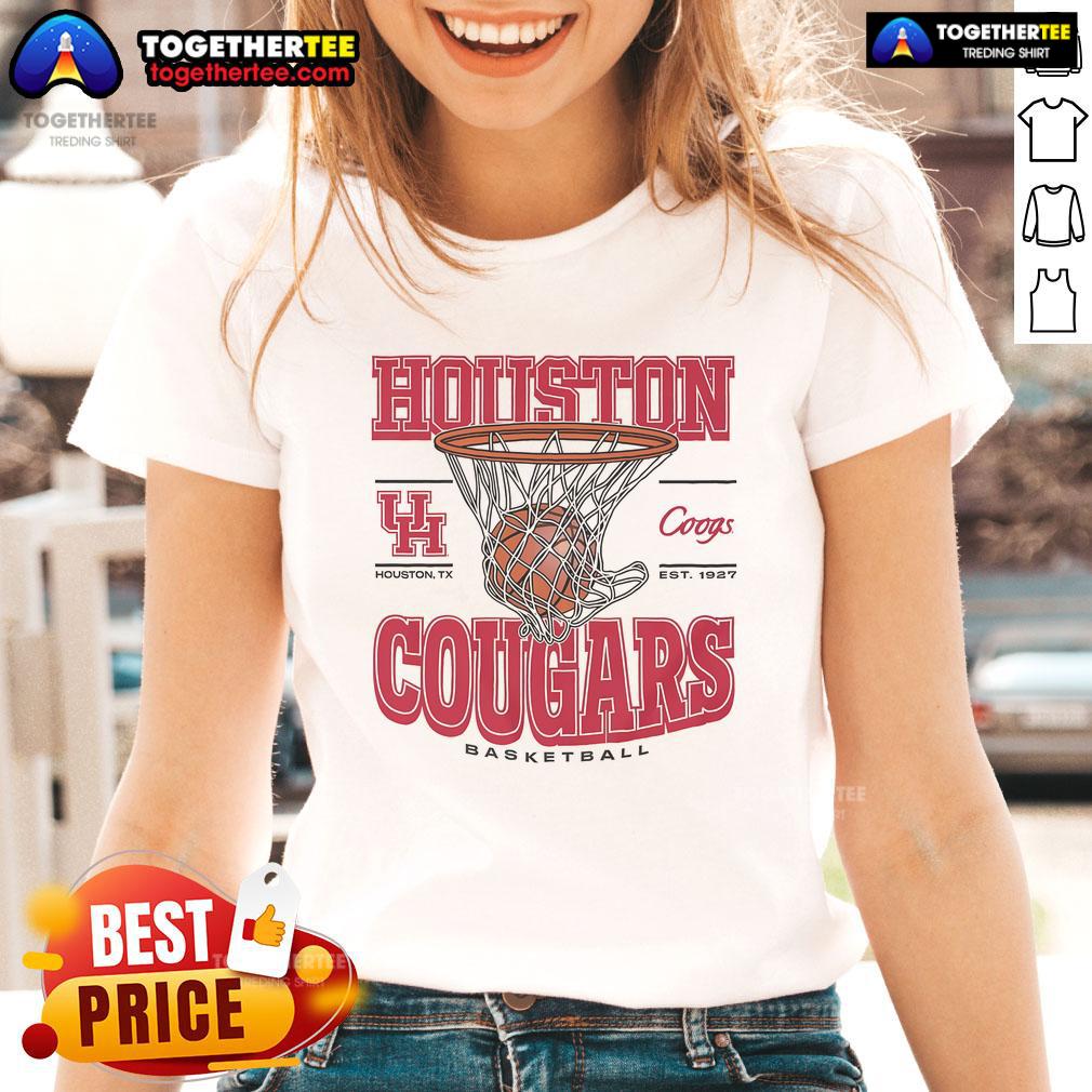 Alt Text: Official Houston Cougars Game Time Ladies Tee featuring team logo and vibrant colors for stylish game day attire.