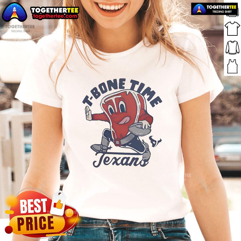 Alt Text: Official Houston Texans T-Bone Time NFL tee featuring Guy Fieri's Flavortown design for ladies.
