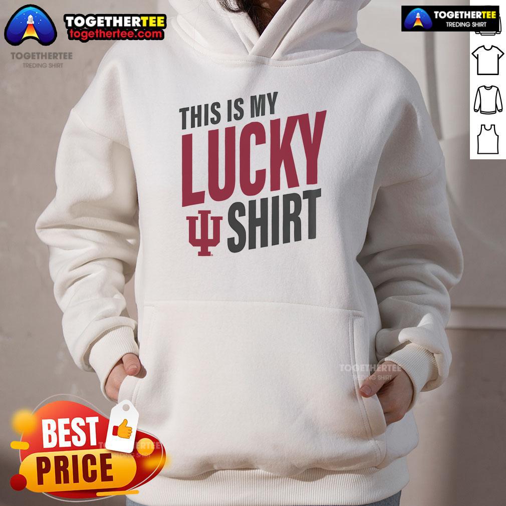 Alt Text: Official Indiana Hoosiers This Is My Lucky Hoodie in crimson with team logo, perfect for game day and fan wear.