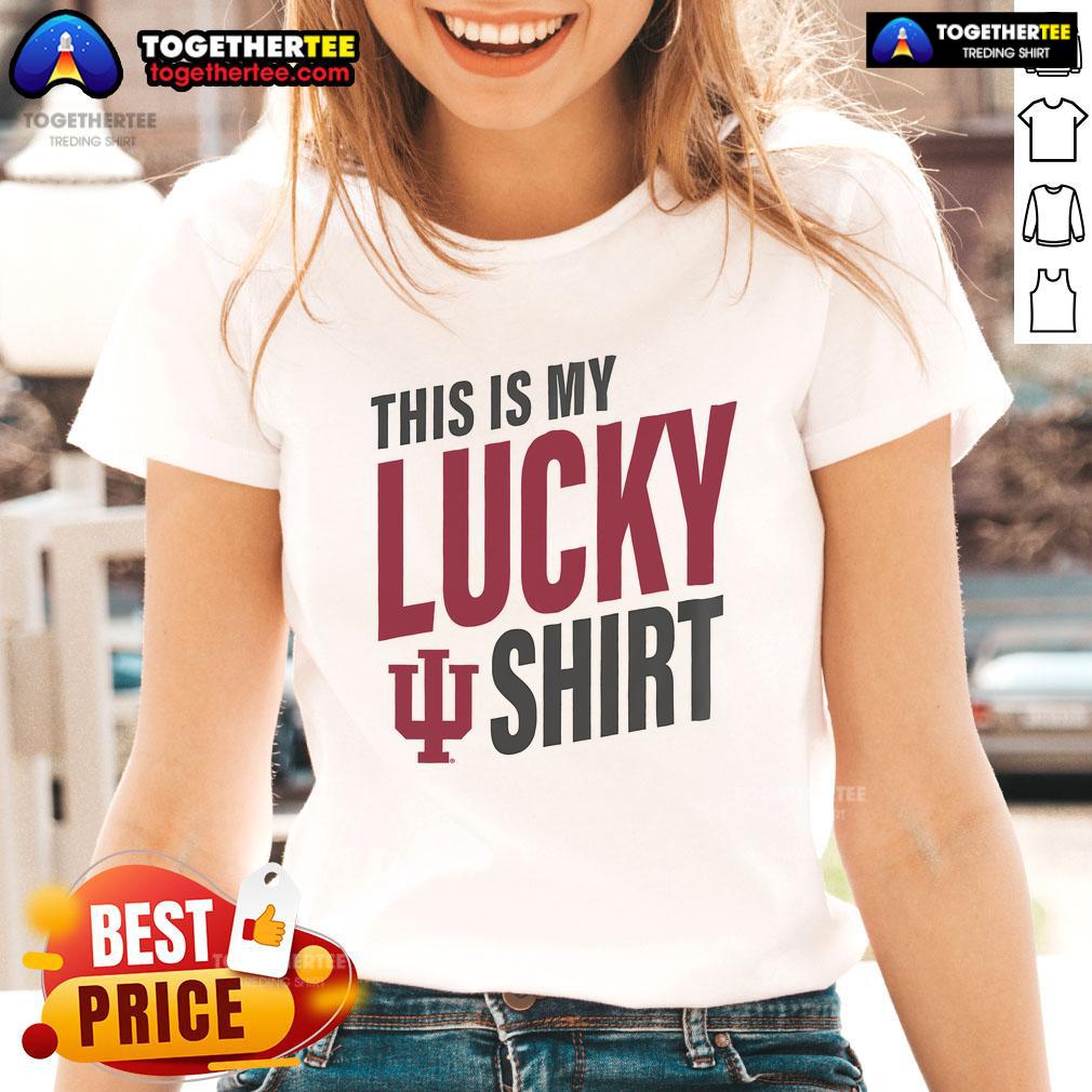 Alt Text: Official Indiana Hoosiers This Is My Lucky ladies tee, featuring a stylish design perfect for fans and game day.