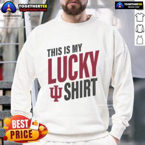 Official Indiana Hoosiers 'This Is My Lucky Sweatshirt' showcasing team colors and logo, perfect for game day.