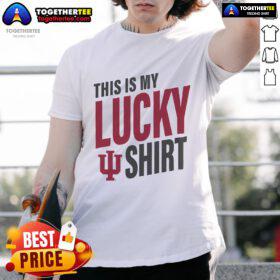 Official Indiana Hoosiers 'This Is My Lucky T-Shirt' design featuring bold logo and vibrant colors, perfect for fans.