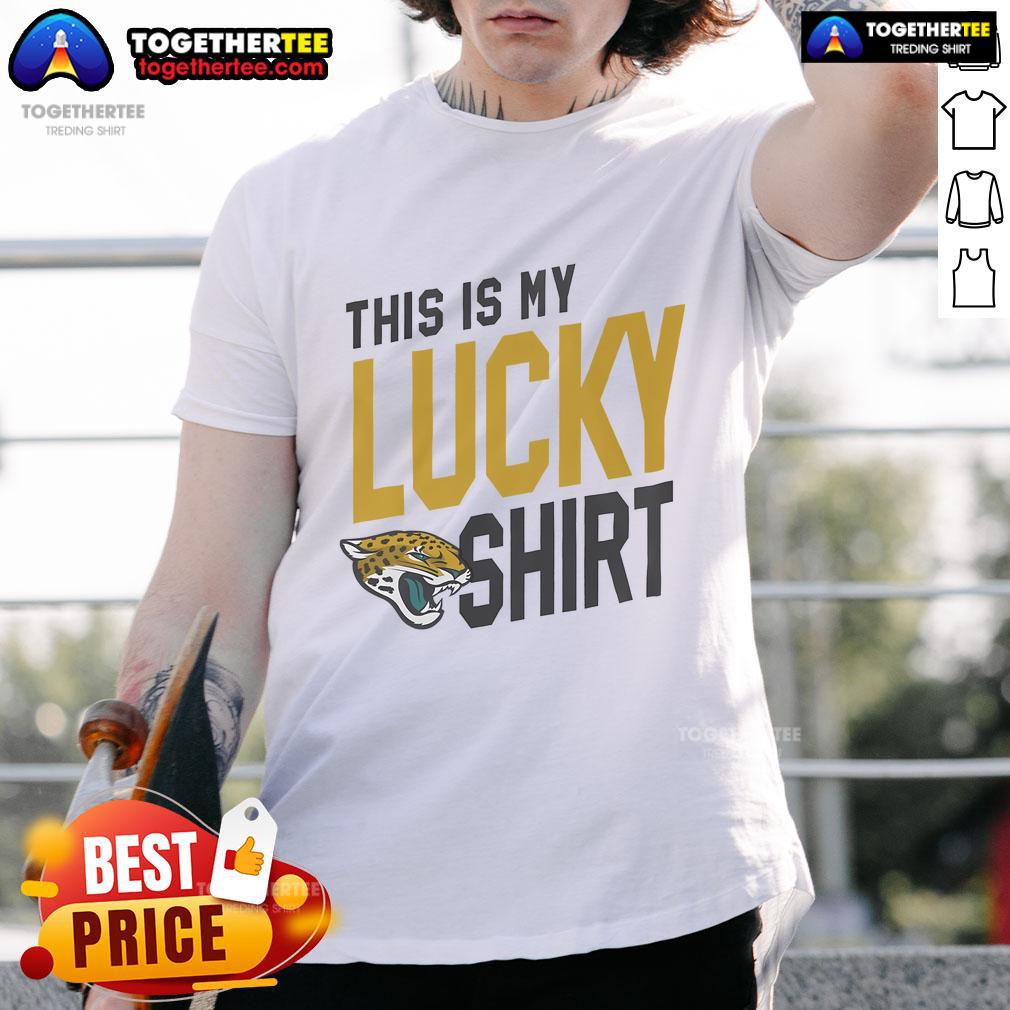 Alt Text: Official Jacksonville Jaguars This Is My Lucky T-Shirt in team colors, perfect for fans on game day.