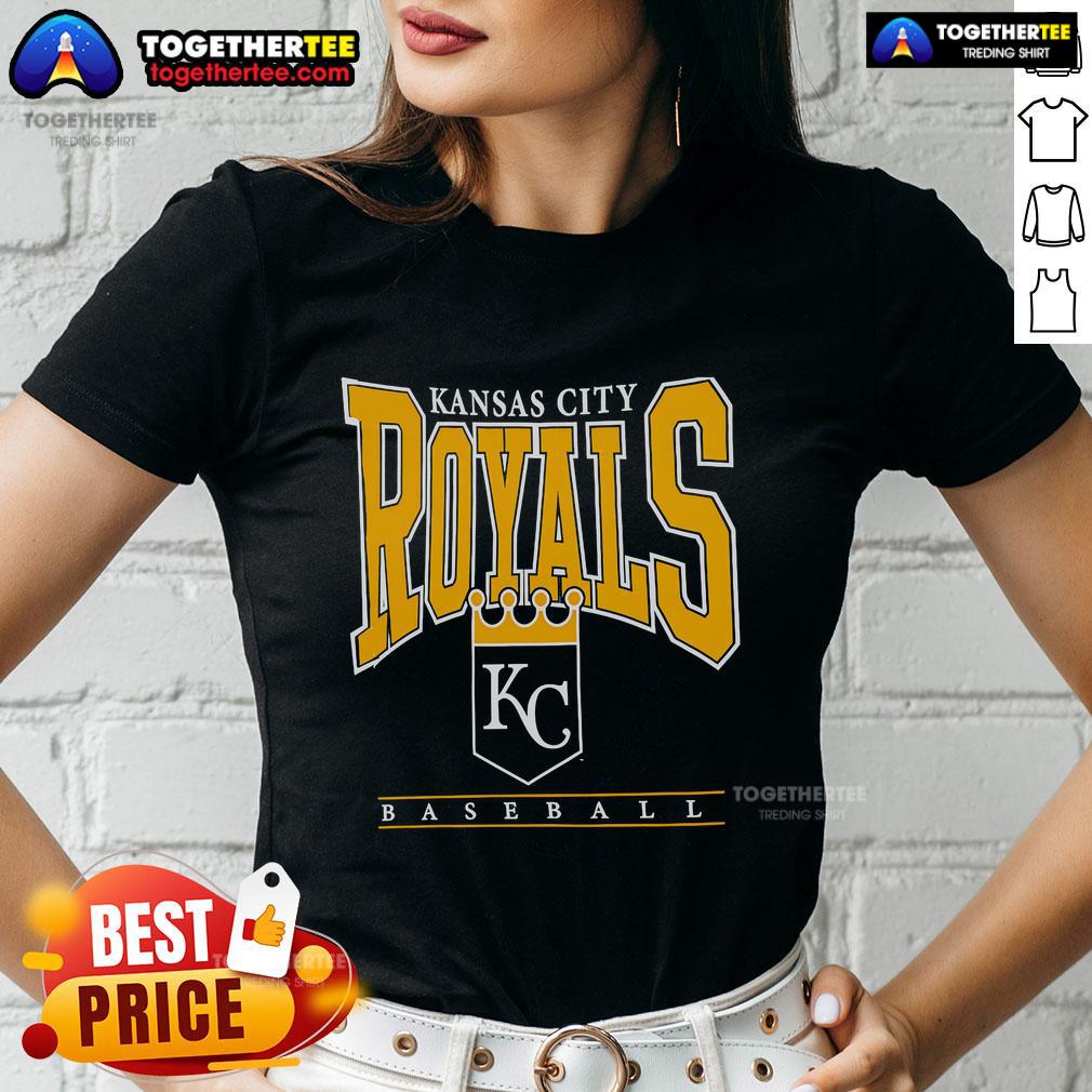 Official Kansas City Royals Baseball logo graphic on a 2025 ladies tee, perfect for fans and stylish wear.