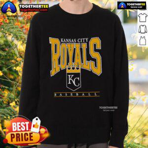 Official Kansas City Royals baseball logo graphic on a stylish 2025 sweatshirt design for fans.