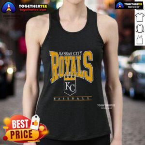 Alt Text: Official Kansas City Royals baseball logo graphic on a stylish 2025 tank top, perfect for fans and summer wear.