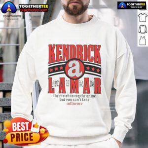 Official Kendrick Lamar They Tried To Rig The Game sweatshirt featuring bold text and star graphics, perfect for fans.