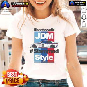 Official LB JDM Style M3 Coming Soon Ladies Tee featuring a stylish design for car enthusiasts and fashion lovers.