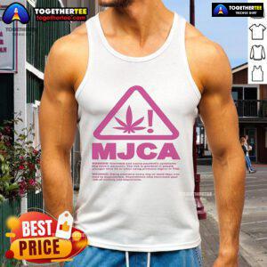 Official MJCA warning tank top: 'Cannabis Can Cause Psychotic Symptoms Like Severe Paranoia' design.