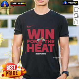 Miami Heat Logo 2025 T-Shirt celebrating the official NBA Playoffs win, featuring vibrant team colors and design.