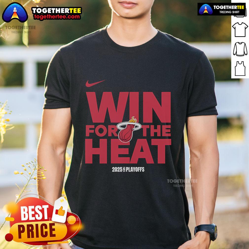 Miami Heat Logo 2025 T-Shirt celebrating the official NBA Playoffs win, featuring vibrant team colors and design.
