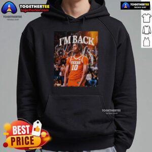 Official Nic Codie Texas Longhorns I'm Back Hoodie in burnt orange, perfect for fans and game day wear.