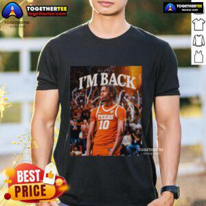 Alt Text: Official Nic Codie Texas Longhorns I'M Back T-Shirt showcasing team spirit and stylish design for fans.