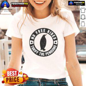 Alt Text: Official No Free Rides Tariff The Penguins Ladies Tee featuring a stylish design for fans of The Penguins.