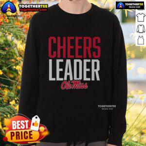 Official Ole Miss Rebels cheerleader sweatshirt in navy blue with vibrant team logo, perfect for game day attire.