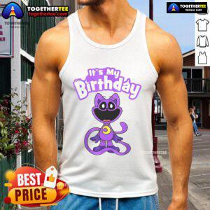 Official Poppy Playtime Catnap It's My Birthday tank top featuring playful graphics, perfect for fans celebrating birthdays.