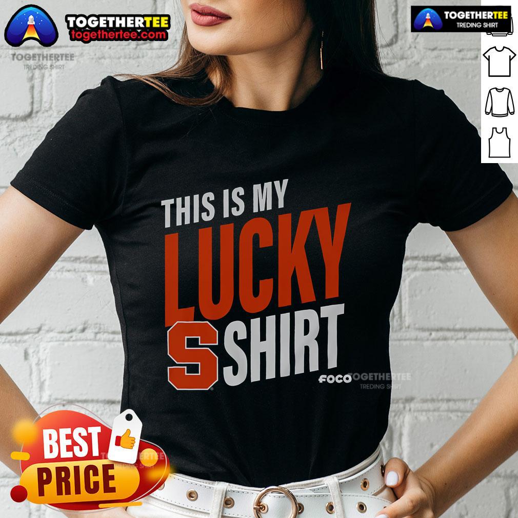 Alt Text: Official Syracuse Orange This Is My Lucky Ladies Tee featuring vibrant team colors and logo for women fans.
