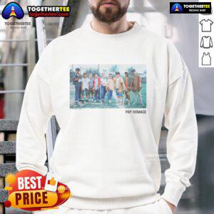 Alt Text: Official The Sandlot Pay Homage Sweatshirt featuring classic baseball graphics and cozy design for fans.