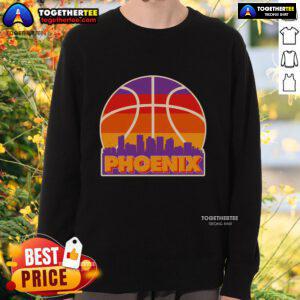 Vintage Phoenix basketball skyline logo sweatshirt in vibrant colors, perfect for sports fans and retro style enthusiasts.