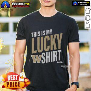 Alt Text: Official Washington Huskies 'This Is My Lucky T-Shirt' featuring the team's logo and colors for fans.