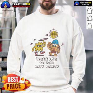 Official Welcome to the AMV Party sweatshirt featuring vibrant graphics and cozy design, perfect for anime fans.