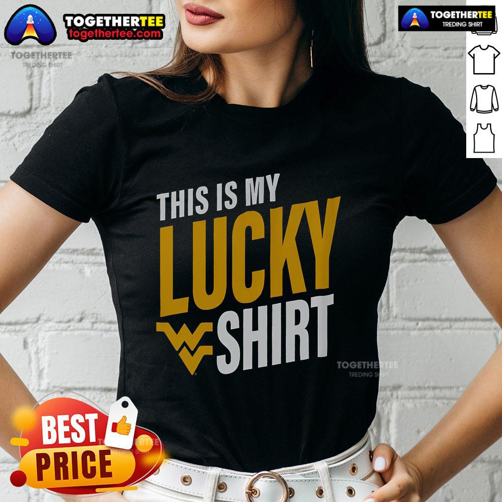 Official West Virginia Mountaineers ladies tee, perfect for fans showcasing team spirit and luck on game day.