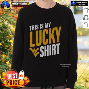 Alt Text: Official West Virginia Mountaineers sweatshirt featuring This Is My Lucky Sweatshirt design for fans and athletes.