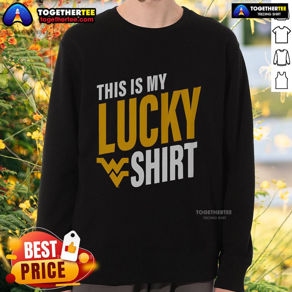Alt Text: Official West Virginia Mountaineers sweatshirt featuring This Is My Lucky Sweatshirt design for fans and athletes.