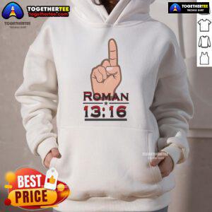 Official WrestleMania Roman 13-16 hoodie featuring bold graphics and comfortable design for wrestling fans.