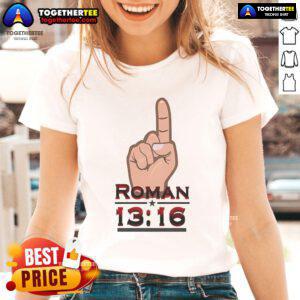 Official WrestleMania Roman 13-16 ladies tee featuring a stylish design for wrestling fans.