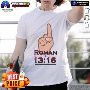 Alt Text: Official Wrestlemania Roman 13 16 T-Shirt featuring vibrant graphics of Roman Reigns and iconic Wrestlemania logo.