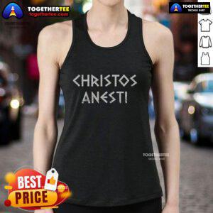Original Christos Anesti Tsougrisma Red Egg Orthodox Tank Top featuring vibrant design and cultural symbolism.