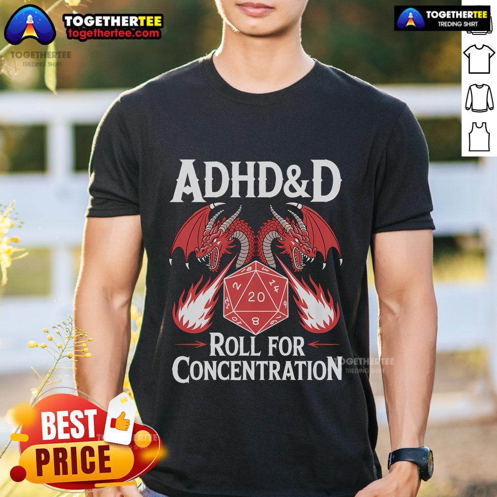 Original Neurodiversity T-Shirt featuring ADHD & D&D design for concentration, promoting neurodivergent pride and awareness.