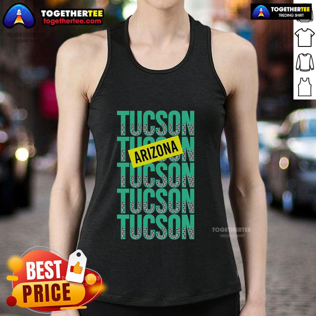 Original Tucson Arizona Repeat Logo Tank Top in vibrant colors, perfect for casual wear and showcasing local pride.