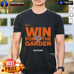 Premium NBA Playoffs Win New York Knicks Logo T-Shirt 2025, showcasing team pride and style for fans.