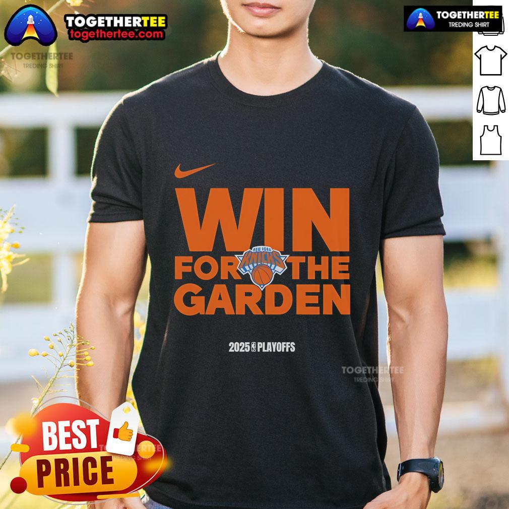 Premium NBA Playoffs Win New York Knicks Logo T-Shirt 2025, showcasing team pride and style for fans.